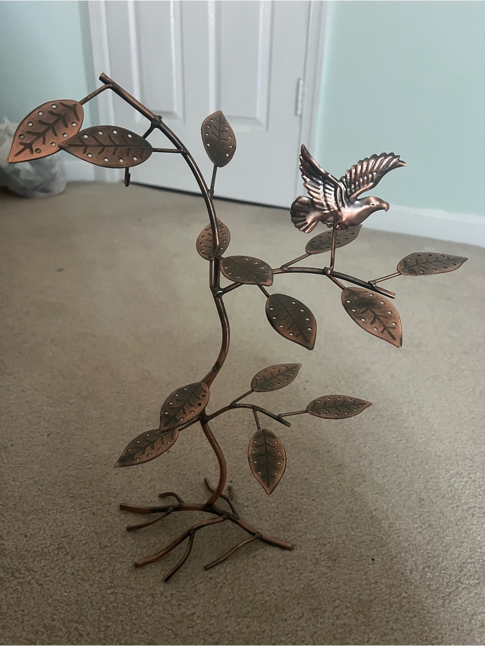 Metal Bird & Branch Jewelry Tree - Copper Finish